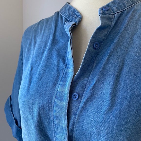 NWT cute Another Day denim dress with button front, drawstring & rolled sleeves. - Picture 4 of 6